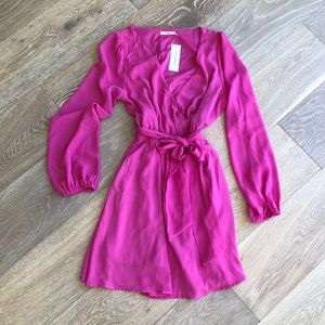 New hot pink long sleeved wrap dress